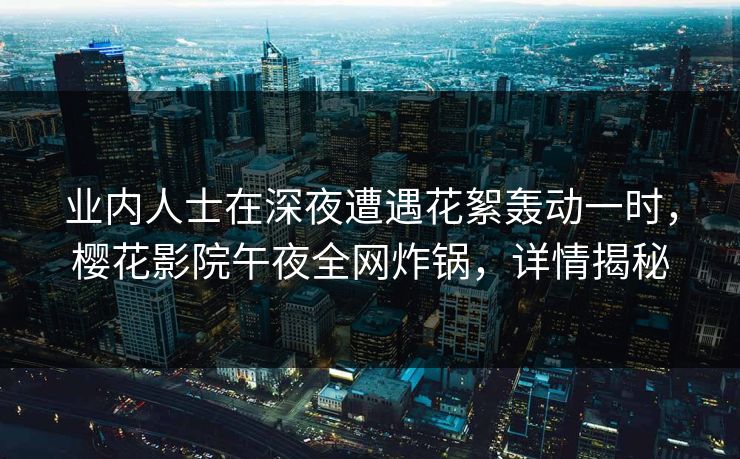 业内人士在深夜遭遇花絮轰动一时，樱花影院午夜全网炸锅，详情揭秘