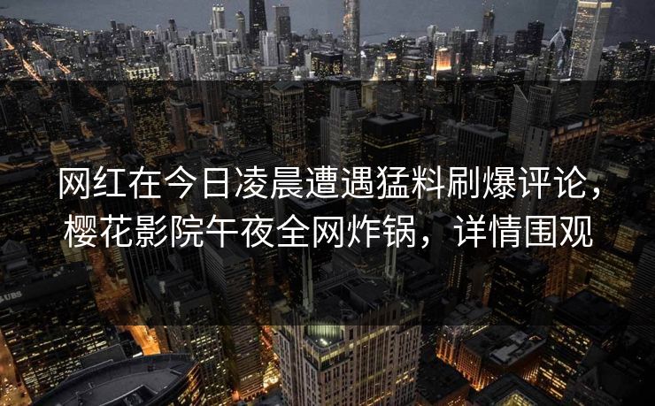 网红在今日凌晨遭遇猛料刷爆评论，樱花影院午夜全网炸锅，详情围观