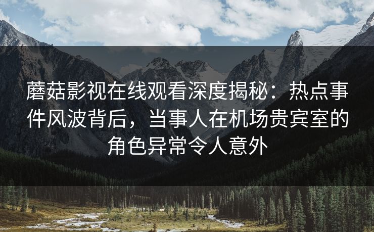 蘑菇影视在线观看深度揭秘：热点事件风波背后，当事人在机场贵宾室的角色异常令人意外