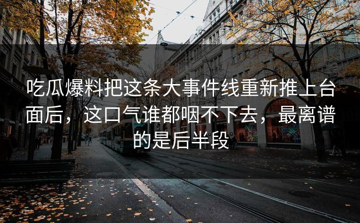吃瓜爆料把这条大事件线重新推上台面后，这口气谁都咽不下去，最离谱的是后半段